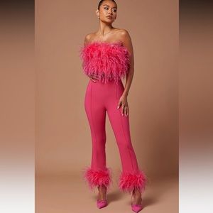 Anya Feathered SET - Hot Pink - Top and Pant Included